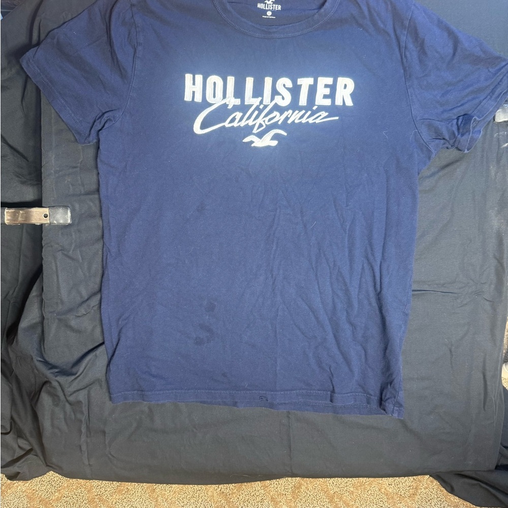 Hollister Dark Blue Tee with White Print